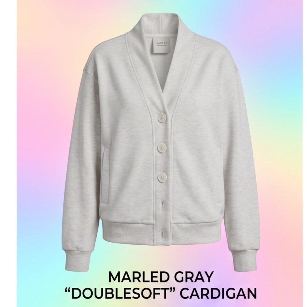 Varley XXS Celeste Button Through Sweat Cardigan DoubleSoft Oversize NWOT $158
